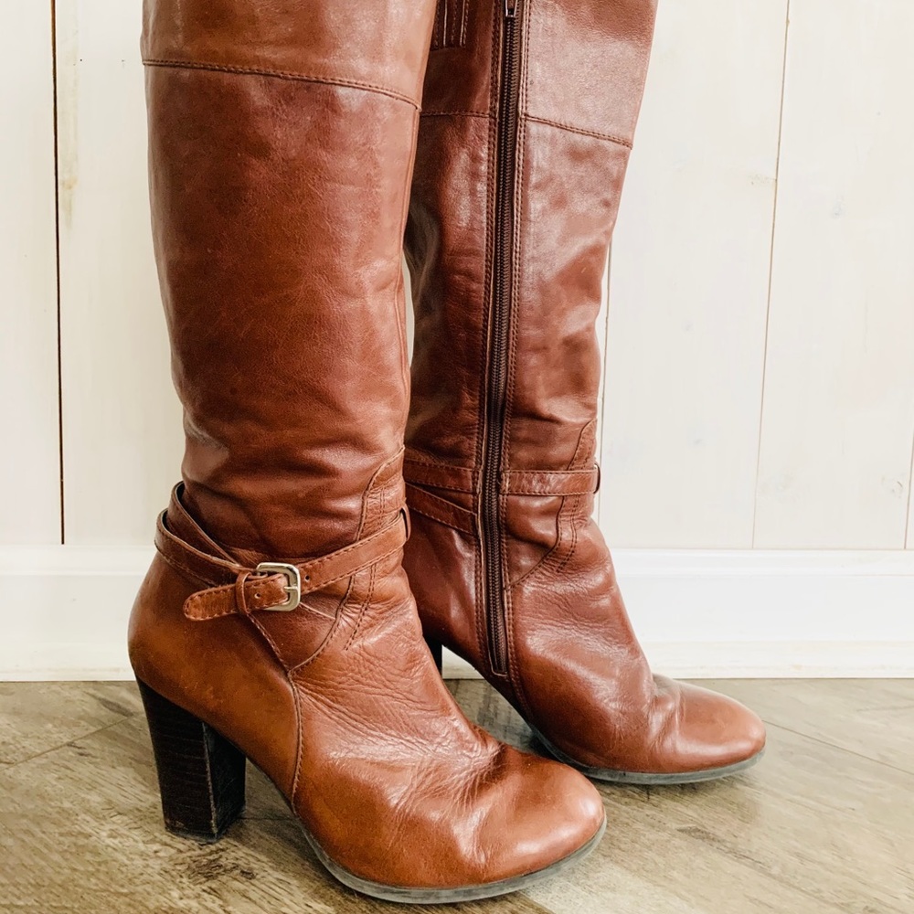 Tall brown leather Marc Fisher boots